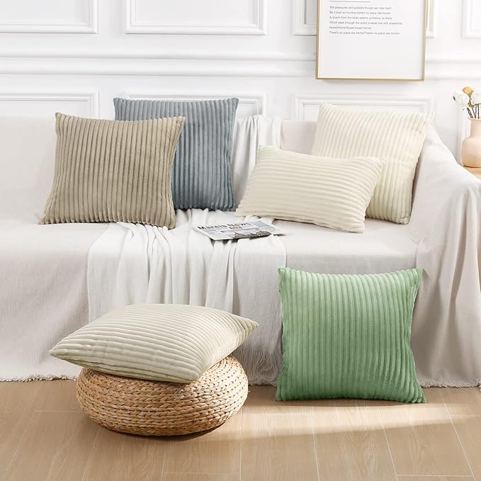 Simmore Decorative Spring Throw Pillow Covers 12x20 Set of 2, Soft Natural Plush Flannel Double-Sided Fluffy Lumbar Pillow Covers for Couch Sofa Living Room, Grey
