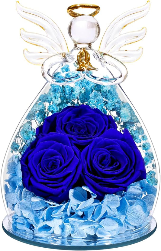 Beferr Valentines Day Rose Gifts for Her Women Mom Gifts for Birthday, Fresh Flowers for Delivery Prime Forever Preserved Rose in Glass Angel Figurine, for Grandma Wife Kids Daughter