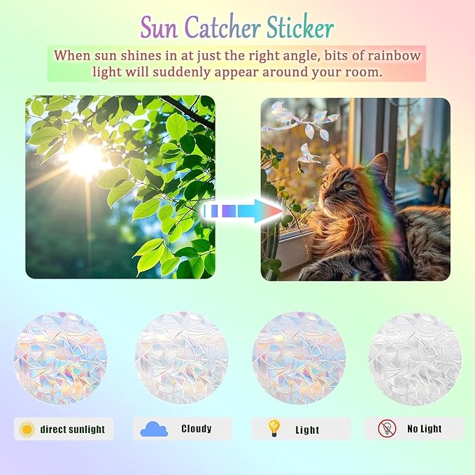 31 Pieces Mushroom Leaves Sun Catcher Window Clings for Glass Windows, Anti-Collision Stickers Decals Prevent Bird Strikes,Rainbow Prismatic Window Clings Non Adhesive
