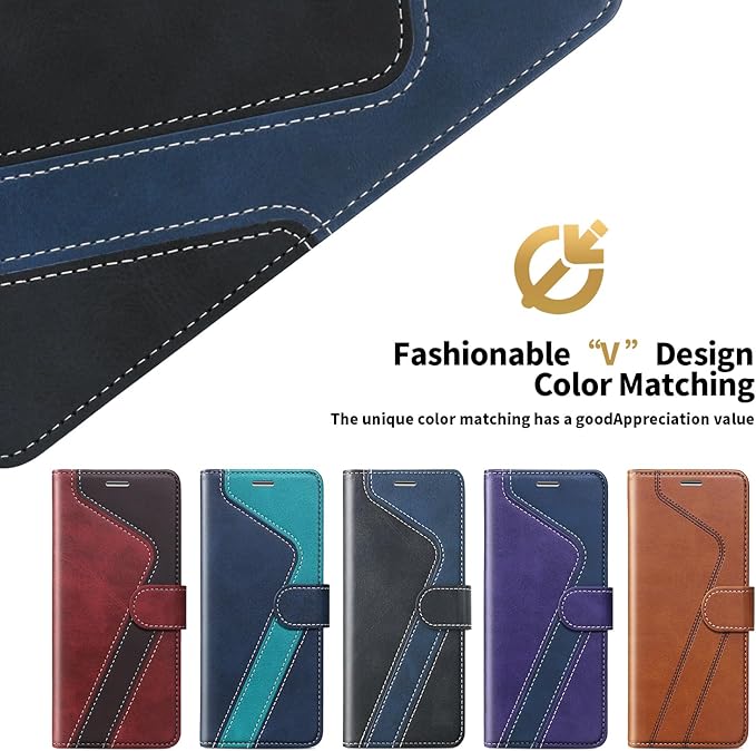 CIVICASE for iPhone 16 Pro Wallet Case,PU Leather Flip Case RFID Blocking Credit Card Holder Folio Magnetic Stand TPU Shockproof Cover Compatible with iPhone 16 Pro, Black Blue