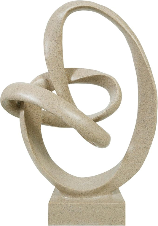 Knot Sculptures, Modern Coffee Table Statues, Abstract Center Piece for Home Office, Dining Living Room Desk Decor, Bookends, 15.5 x 10.5 inch, Sandstone