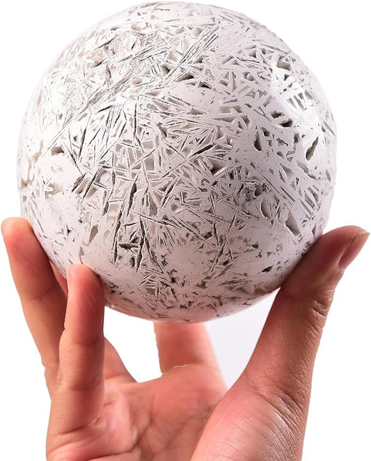 JIC Gem Extra Mexican White Agate Crystal Sphere Decorative Crystal Ball White Gemstone Sphere for Meditation Office Table Decorations 100-110mm
