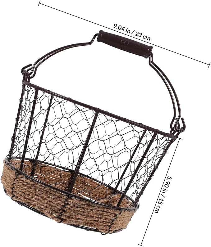 Iron Wire Woven Small round Storage Basket, Metal Organizer Basket for Kitchen Countertop, Fruit and Bread Holder for Home Storage and Table Serving