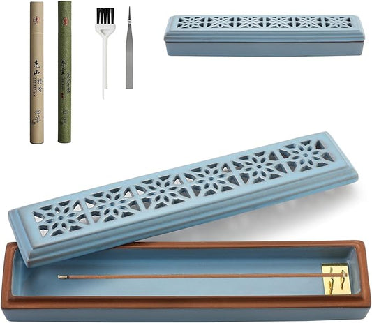 CEREMONY Incense Holder for Sticks，Ceramic Insence-Stick Holder Ash Catcher，Incense Holder Timkburner for Meditation Yoga Spa Room Decor