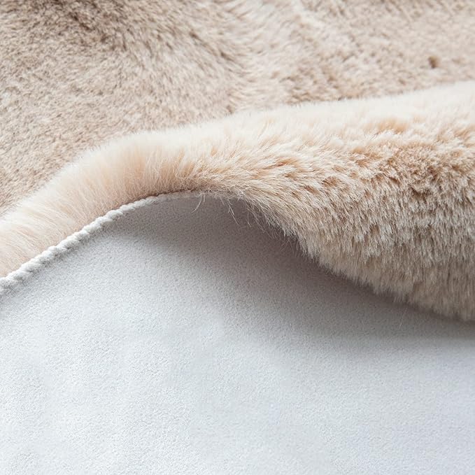 Shag Polyester Bunny Washable Fluffy Rug Runners for Hallways Camel Plush Area Rugs for Living Room Bedroom Sheepskin Rug 2x6 Shaped Nursery Rugs