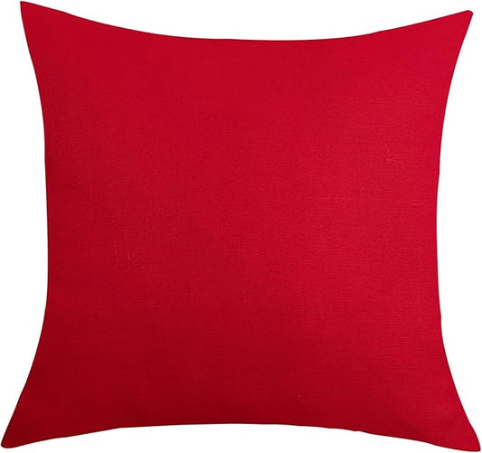 TangDepot Handmade Decorative Solid 100% Cotton Canvas Throw Pillow Covers/Pillow Shams, (24"x24", Christmas Red)