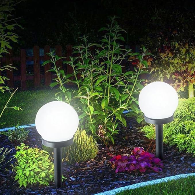 4Pcs Solar Lawn Lights Outdoor – Bubble Shaped Garden LED Pathway Sphere Lights with Warm Glow, Weatherproof Solar Powered Landscape Lighting for Yard and Patio