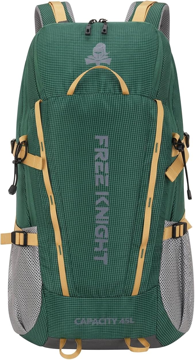 Bseash 45L Waterproof Hiking Camping Backpack with Rain Cover, Outdoor Sport Travel Bag Daypack for Climbing Skiing Cycling (Green)