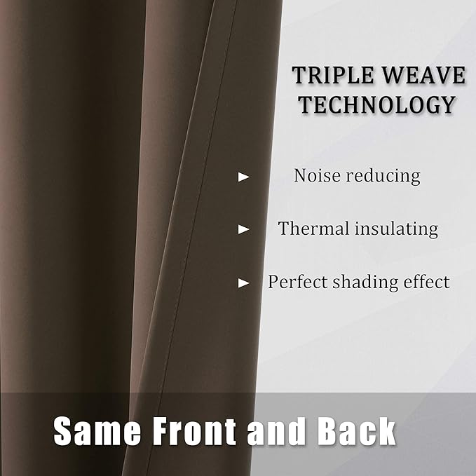 DUALIFE Brown Curtains 84 Inches Long Coffee Color Blackout Curtains with Grommet Thermal Insulated Room Darkening Solid Widow Curtain Panels/Drapes for Bedroom 42x84 Inch 2 Panels