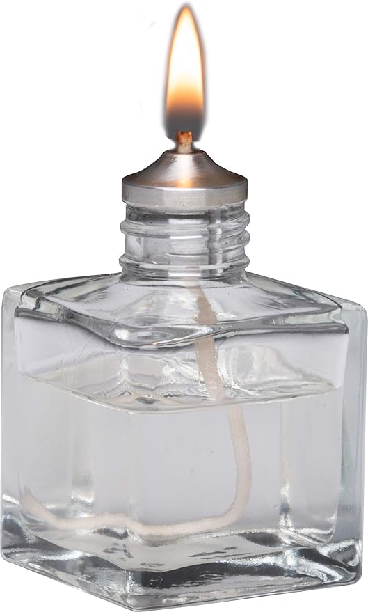 Firefly Fuels Refillable Glass Liquid Candle. Vintage-Look Aura Petite 2.75-oz Reusable Oil Candle for Restaurant Ambience, Indoor Lighting, and Outdoor Events. Use with Liquid Paraffin or Lamp Oil