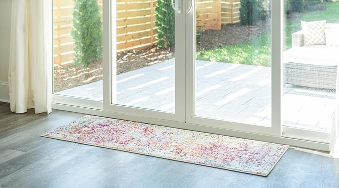 Rugs.com Arlington Collection Rug – 10 Ft Runner Light Multi Medium-Pile Rug Perfect for Hallways, Entryways