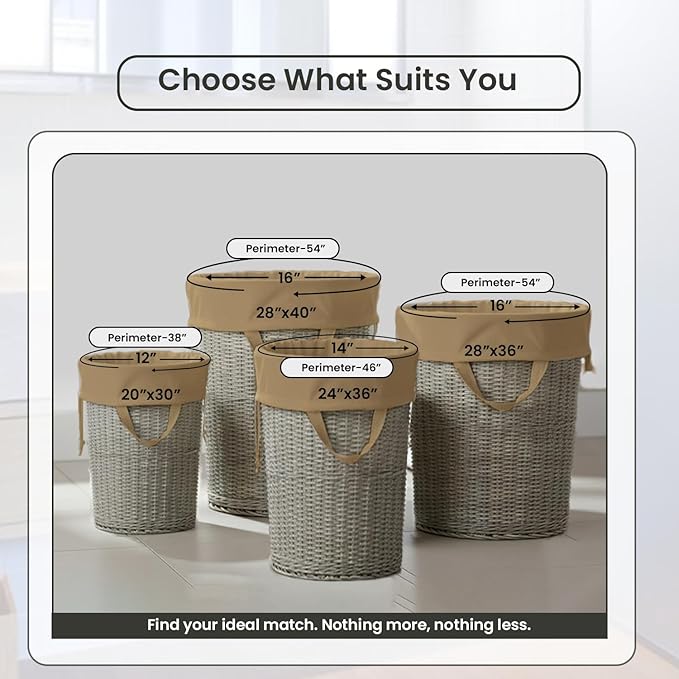 LFH Home Large Premium Cotton Canvas Laundry Bag with Drawstring and Handles Heavy Duty, Multi-Use, and Washable for Home, Travel, College or Storage 28x40 (Pack of 2)-Beige
