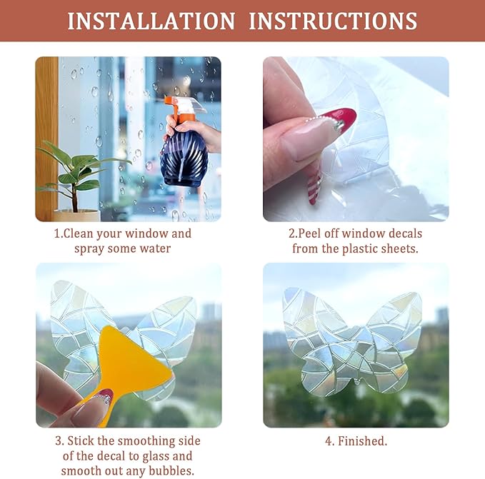 31 Pieces Fly Dragon Sun Catcher Window Clings for Glass Windows, Anti-Collision Stickers Star Moon Decals Prevent Bird Strikes, Rainbow Prismatic Clings Non Adhesive Window Deco