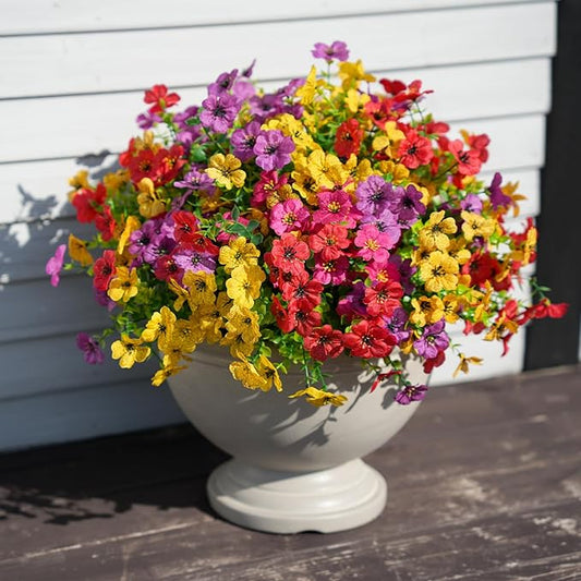 Artificial Flowers for Outdoor Indoor Realistic Faux Flower Spring Summer Garden Home Decoration, Hanging Daisy Flower with Eucalyptus Leaves Fake Plants Greenery Balcony Porch Patio Front Door Decor