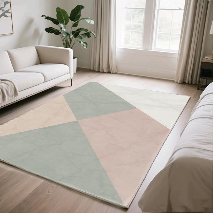 Modern Marble Rug - 8x10 Area Rugs, Minimalist Marble Living Room Area Rugs, Abstract Luxury Bedroom Rug, Washable & Non Slip Large Carpet Home Decor
