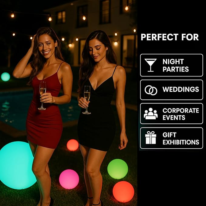 Vandue Color-Changing LED Light Ball – Rechargeable Glow Sphere with Remote – IP65 Waterproof RGB Night Light for Indoor/Outdoor, Pool, Garden, Party & Decor (20 Inch)