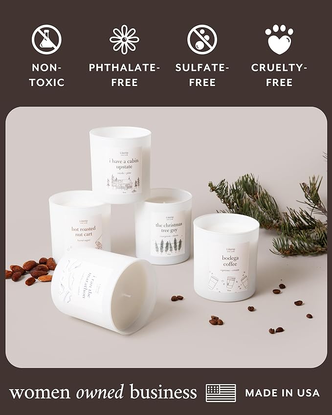 Literie NYC Inspired Scented Candle: Hot Roasted Nut Cart - Burnt Sugar Scent, 9oz, 50 Hour Burn, Vegan Soy & Coconut Blend Candle for Home Decor, Gift for Women & Men