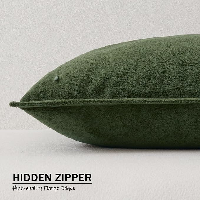 Kevin Textile 14x36 Inch Long Lumbar Cover 1 Pack Soft Boucle Textured Decorative Waterproof Rectangle Cushion Elegant Accent Pillows for Couch Sofa Chair Bed Home Decor Indoor Outdoor Moss Green