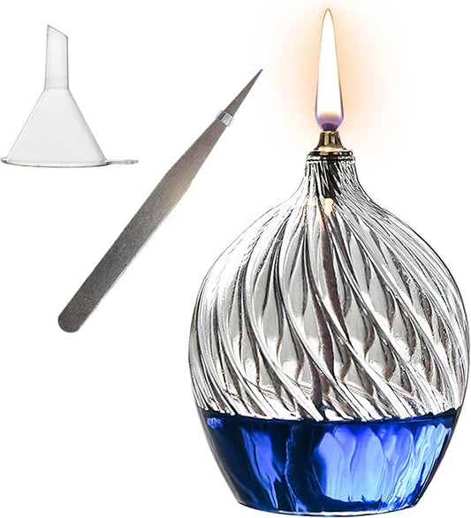 Refillable Liquid Petite Glass Oil lamp, Sturdy Borosillicate Glass Oil Candle, Unique Internal Thread Appearance for Fine Dining & Restaurants or Home