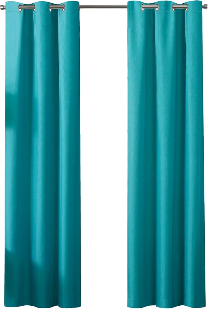 Eclipse Kendall Blackout Curtain, Thermal Insulated Grommet Window Panel, Noise Reducing Curtains for Bedroom, Living Room or Nursery, (1 Panel), 84 in Long x 42 in Wide, Turquoise