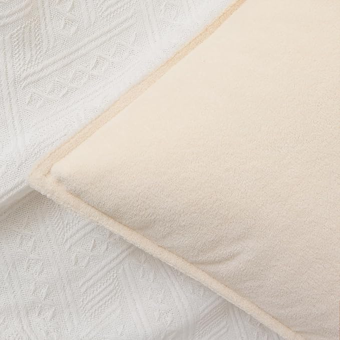 Kevin Textile Waterproof Decorative Pillow Covers Beige 22x22 Inch Pack of 2 Soft Boucle Textured Euro Pillowcases Elegant Accent Pillows for Couch Sofa Chair Bed Home Decor Indoor Outdoor
