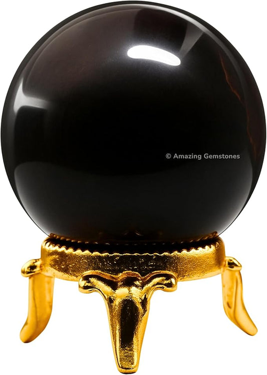 Amazing Gemstone Garnet Crystal Ball with Stand - 1.5 Inches Crystal Sphere Meditation Balls for Witchcraft and Decorative Balls