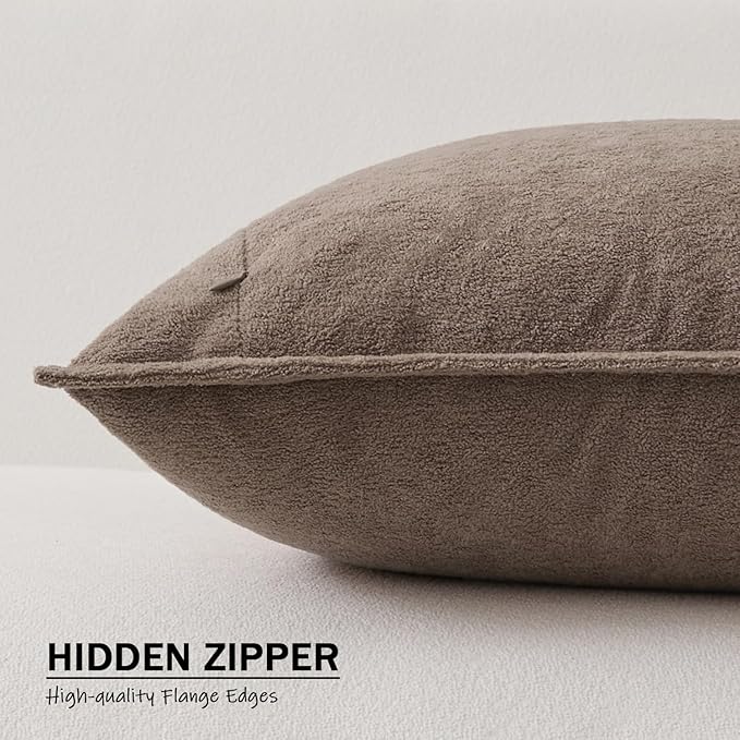 Kevin Textile Waterproof Decorative Pillow Covers Taupe 16x16 Inch Pack of 2 Soft Boucle Textured Throw Pillowcases Elegant Accent Pillows for Couch Sofa Chair Bed Home Decor Indoor Outdoor