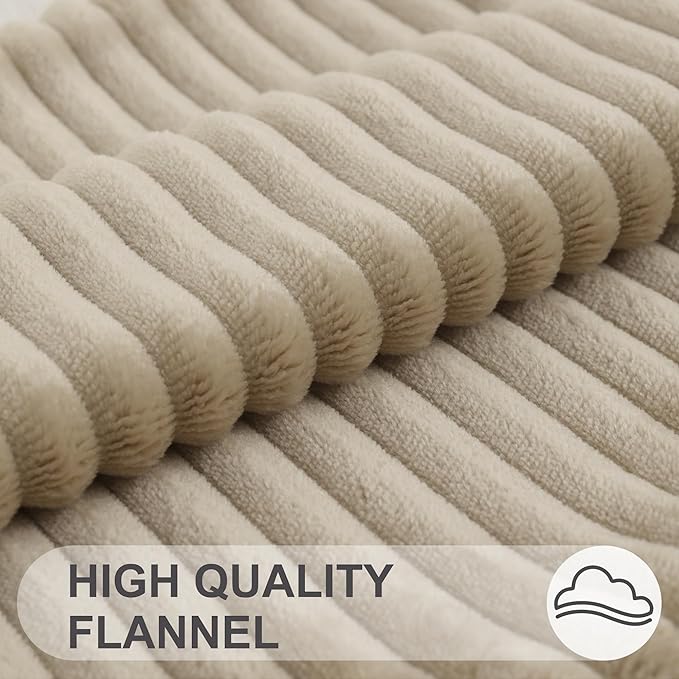Simmore Decorative Spring Euro Sham Throw Pillow Covers 26x26 Set of 2, Soft Natural Plush Flannel Double-Sided Fluffy Couch Pillow Covers for Sofa Living Room, Khaki