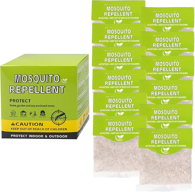 Mosquito Repellent Pouches, Made with Plant Essential Oils, Safe for Kids & Pets When Used As Directed & Pets, Long Lasting Indoor & Outdoor Mosquito Control for Home, Patio, Camping, Travel, 12 Pack