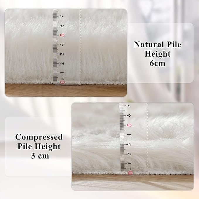 White Fluffy 5x7 Washable Area Rugs for Bedroom Faux Fuzzy Sheepskin Fur Rug for Living Room Nursery Rug