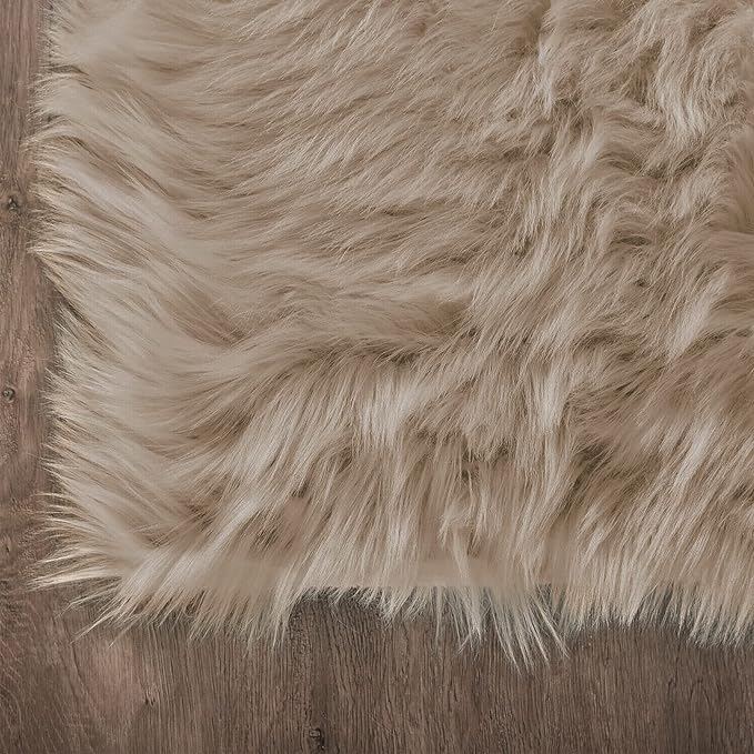 Latepis Throw 2x6 Rug Runner Light Brown Faux Fur Rug Washable Shaggy Rug Fluffy Plush Soft Rugs for Living Room Bedroom Dorm Floor Sofa Furry Beige
