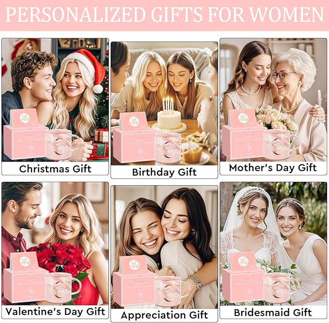 Valentines Day Gifts for Her, Anniversary Birthday Galentines Gifts for Women Mom Grandma Friend Sister Wife Teacher Coworker, Personalized Initial Customized Gift Monogrammed A-Z Coffee Mug 12 OZ(C)