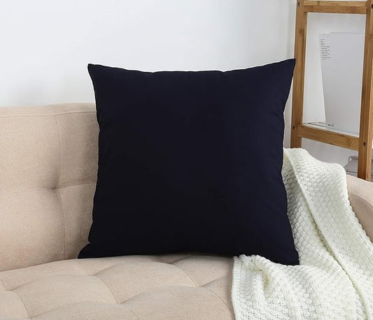 TangDepot Cotton Solid Throw Pillow Covers, 24" x 24" , Dark Navy, 1 Count (Pack of 1)