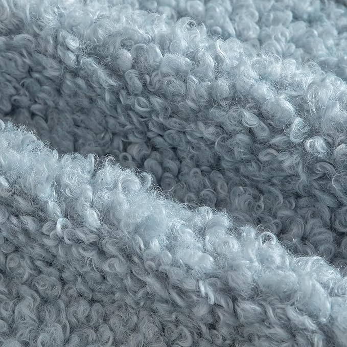 Yaertun Pack of 2 Faux Fur Throw Pillow Covers Decorative Sherpa Boucle Pillow Covers Fuzzy Soft Pillowcases Sheepskin Fleece Cushion Case for Couch Sofa Bed Living Room 20x20 Inch Light Blue