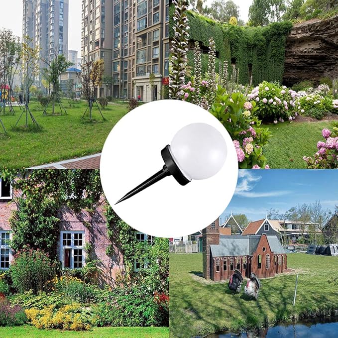 NUOBESTY 4pcs Solar Lawn Lights Outdoor Pathway LED Crackle Globe Solar Sphere Landscape Lighting White Glow Weatherproof Garden LED Light Set