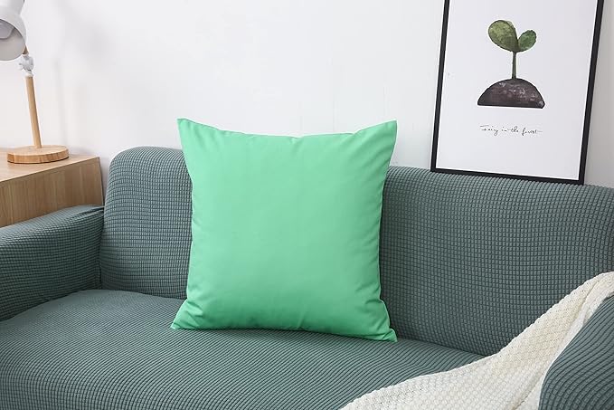 TangDepot Handmade Decorative Solid 100% Cotton Canvas Throw Pillow Covers/Cushion Covers, 45 Colors Available - (26" x 26" , Mint Green, 1 Count (Pack of 1))