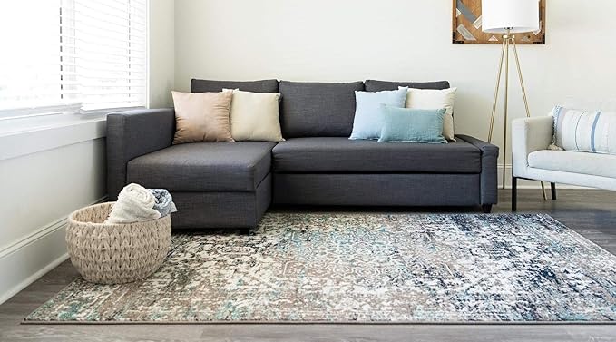 Rugs.com Arlington Collection Rug – 7' x 10' Grey Medium-Pile Rug Perfect for Living Rooms, Large Dining Rooms, Open Floorplans