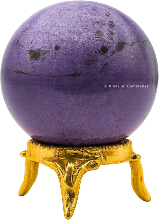 Amazing Gemstone Stichtite Crystal Ball with Stand - 1.5 Inches Crystal Sphere Meditation Balls for Witchcraft and Decorative Balls