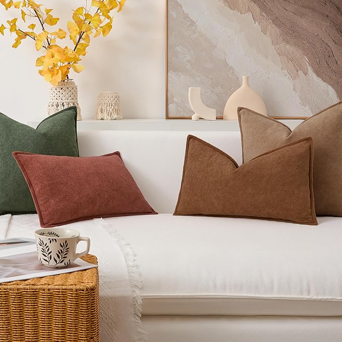 Kevin Textile Fall Waterproof Decorative Pillow Covers Burnt Brick 16x16 Inch Pack of 2 Soft Boucle Textured Throw Pillowcases Elegant Accent Pillows for Couch Sofa Chair Bed Home Decor Indoor Outdoor