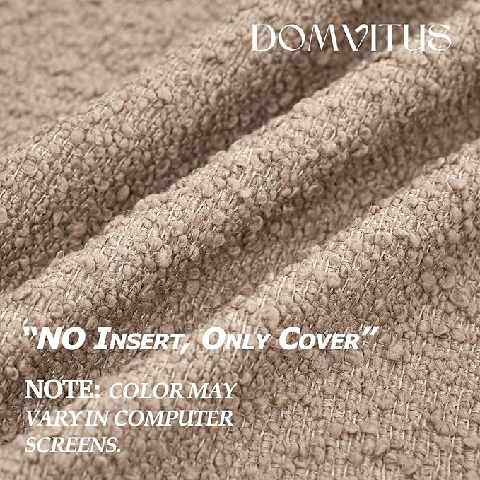 DOMVITUS Boucle Pillow Covers 20x20, Decorative Couch Pillows for Living Room, Throw Pillow Covers for Bedroom Chair Sofa Accent Couch Pillows Soft Cushion Case, 1PC, Oatmeal