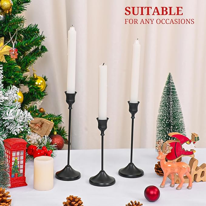 Candlestick Holders 45 PCS, Metal Taper Candle Holder, Matte Black Candle Holders for Pillar Candles, Vintage Dining Table Centerpiece Decorations for Wedding Party Christmas Halloween Decor