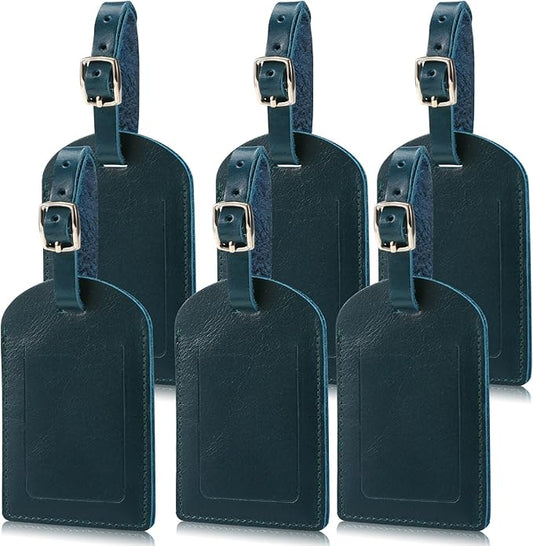 Ringsun Genuine Leather Luggage Tag for Suitcases ID Tags Bag Tags for Luggage (6 Pack)