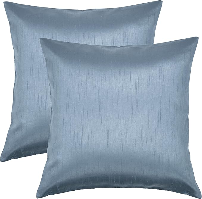 Aiking Home 20x20 Inches Faux Silk Square Throw Pillow Cover, Zipper Closure, Slate (Set of 2)