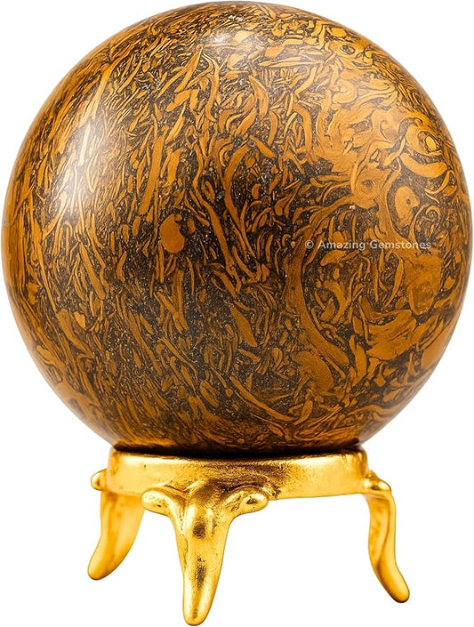 Amazing Gemstone Mariyam Jasper Crystal Ball with Stand - 1.5" Inches Crystal Sphere Meditation Balls for Witchcraft and Decorative Balls