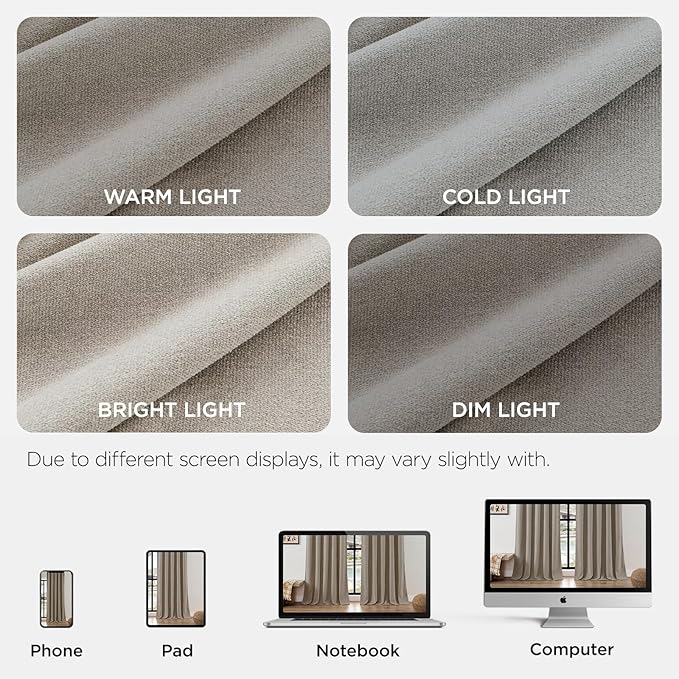 Joydeco Faux Linen Curtains 108 Inch Length 2 Panels Set, Light Filtering Curtains for Bedroom, Living Room Drapes with Rod Pockets (52x108 inch, Thick Linen)