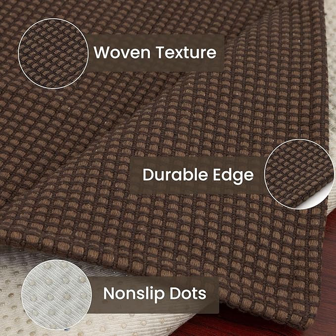 IOHOUZE Washable Runner Rug 3x8 Non Slip Rubber Backed Wide Hallway Runner Entryway Runner Indoor, Kitchen Rugs Woven Floor Carpet for Hall Entrance Bedroom, Brown