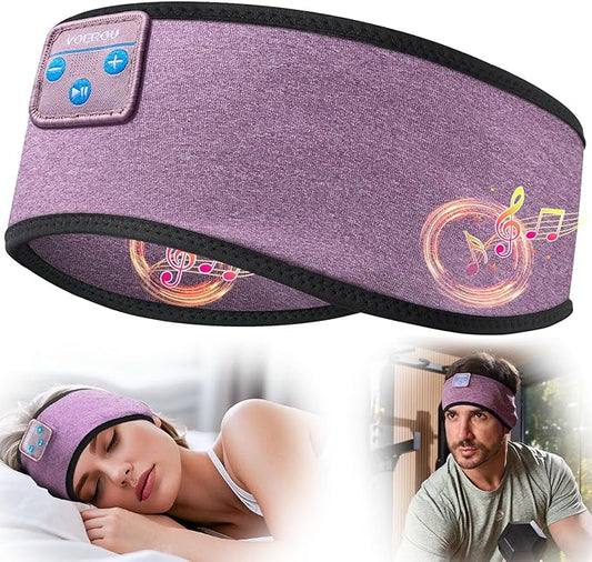 Voerou Sleeping Headphones Wireless Bluetooth 5.4 Headband, Sleep Music Earbuds Earphones with Ultra-Thin HD Stereo Speakers for Sleep Yoga Travel Workout, Unique Christmas Tech Gifts for Men Women