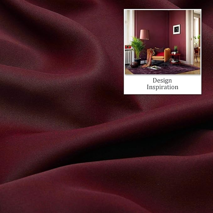 DUALIFE Christmas Decor Curtains - Burgundy Red Blackout Curtains for Bedroom Solid Thermal Insulated Window Curtain Panels with Grommet for Living Room 42 X 72 Inch Length