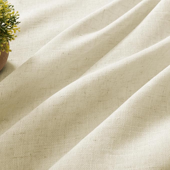 Joydeco Linen Curtains 84 Inch Length 2 Panel Sets,Light Filtering Curtains for Bedroom 52 Inch Wide Living Room Drapes with Back Tabs & Rod Pockets (W52 x L84 Inch, Linen)