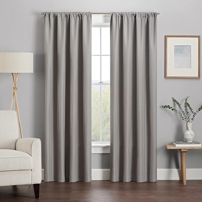 ECLIPSE Kendall Modern Blackout Thermal Rod Pocket Window Curtain for Bedroom or Living Room (1 Panel), 42" x 95", Grey